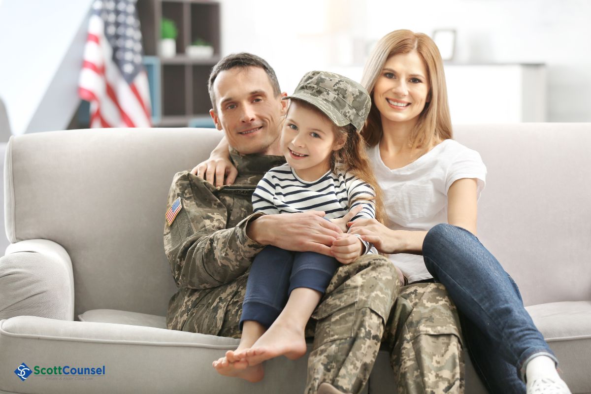 veteran with wife and child